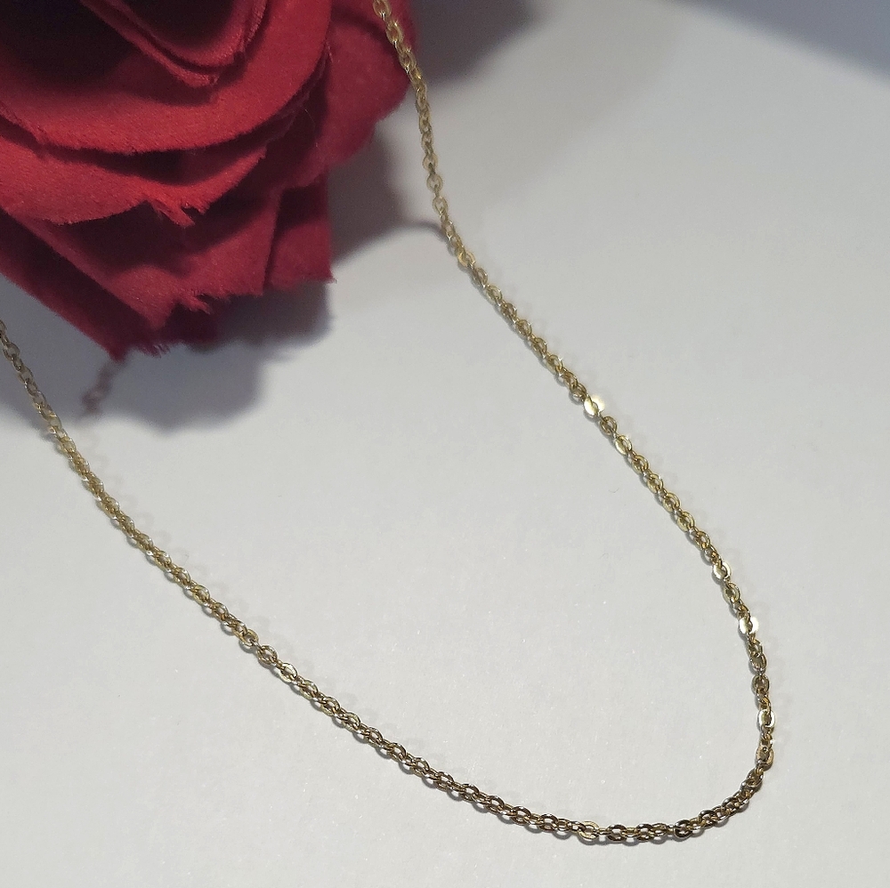 Vintage Dainty Gold Tone Oval Link Chain Necklace or Choker Necklace 14" Long